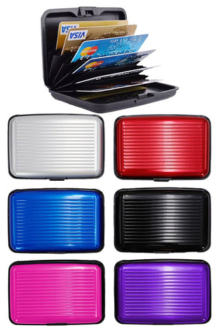 Metallic Glossed Safe Card Holder Caddy Case