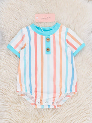 Vintage Summer Stripes Henley Bubble