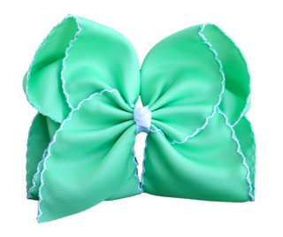 Mint Moon Stitch Hair Bow