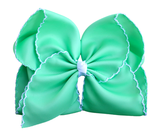 Mint Moon Stitch Hair Bow