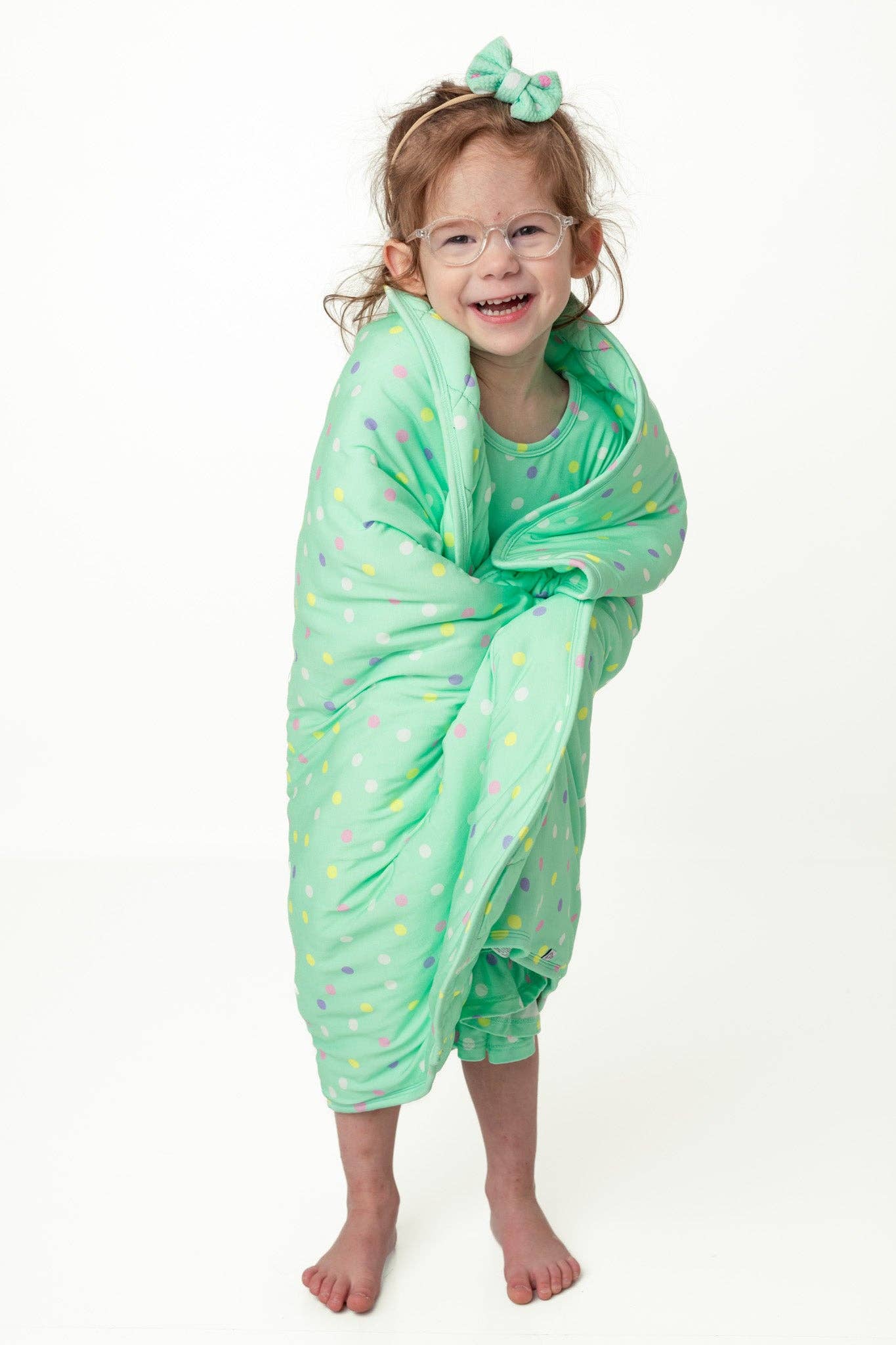 Pastel Dots Mini Quilted Bamboo Baby Blanket