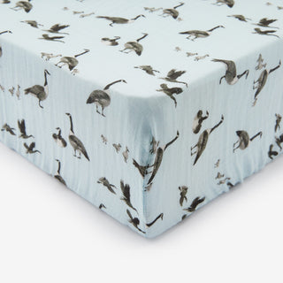 Bamboo Crib Sheet Goose | Milkbarn