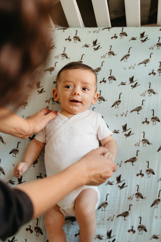 Bamboo Crib Sheet Goose | Milkbarn