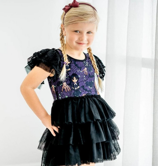 Wednesday Lace Sleeve Tulle Dress