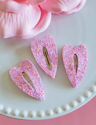Heart Snap Clip-Lover Girl Glitter