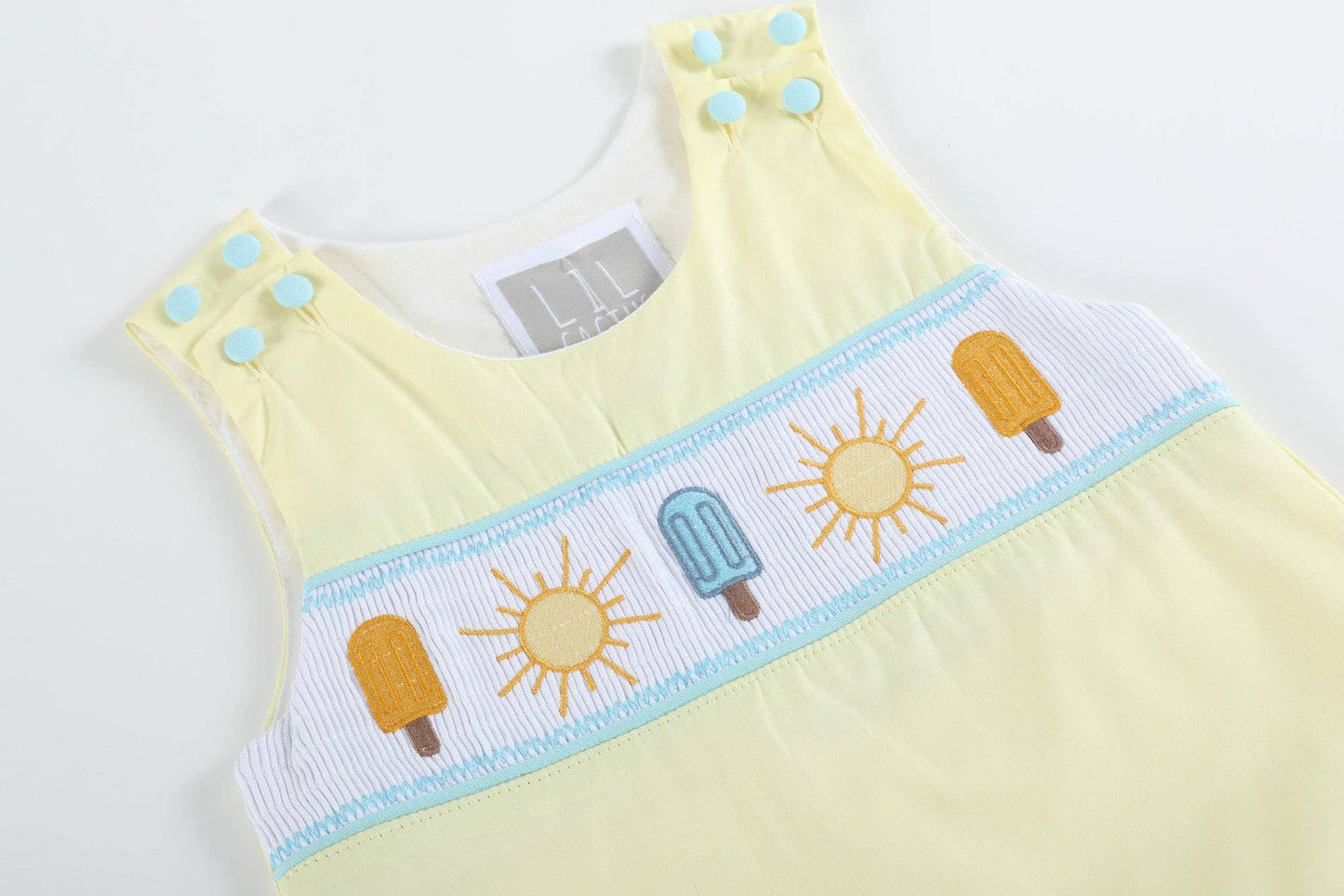 Yellow Popsicle Smocked Shortalls