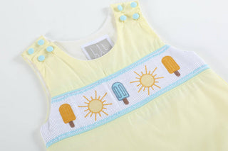 Yellow Popsicle Smocked Shortalls
