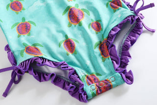 Turquoise Turtle Ruffle Swimsuit - Lil Cactus