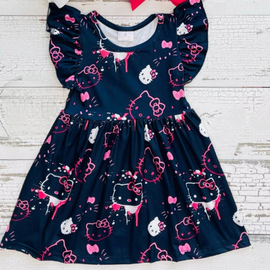 Black & White Retro Kitty Dress