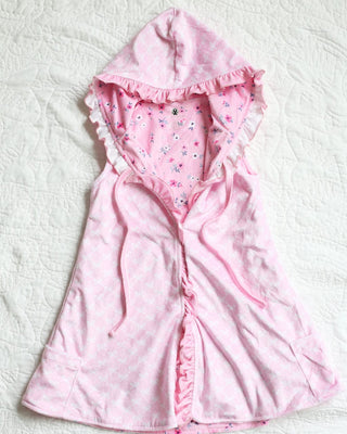 Pink Bonnet Bows Terry Ruffles Beach Cover Up - Charlie's Project