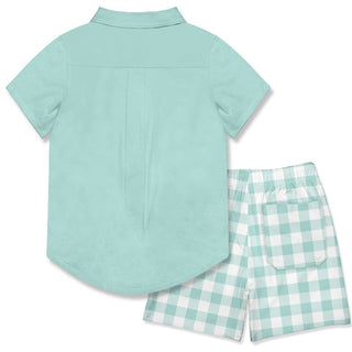 Mint Short-Sleeve Button-Up & Pocket Shorts