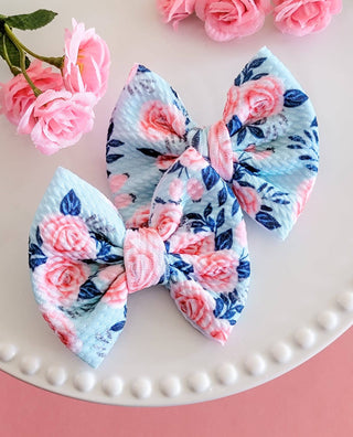 Pink Rose Garden Savannah Bow PIGGIES Set