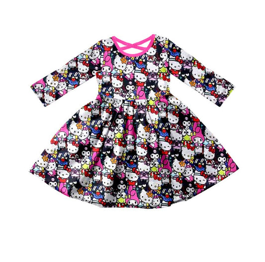 Black Kitty Long Sleeve Dress