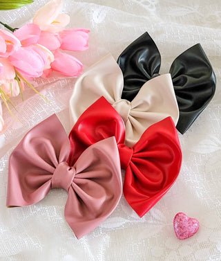 Black Leatherette Bow