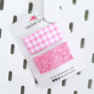 Pink Gingham Snap Clip Set