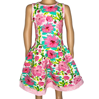 Girls Spring Floral Cotton Swing Sleeveless Dress Kids