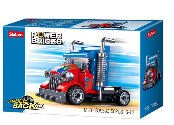 PowerBricks Pull-Back Building Brick Car
