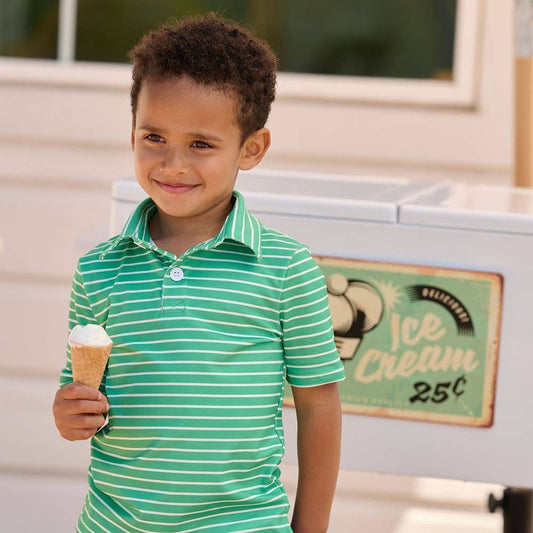 Emerald Green Stripe Polo Shirt
