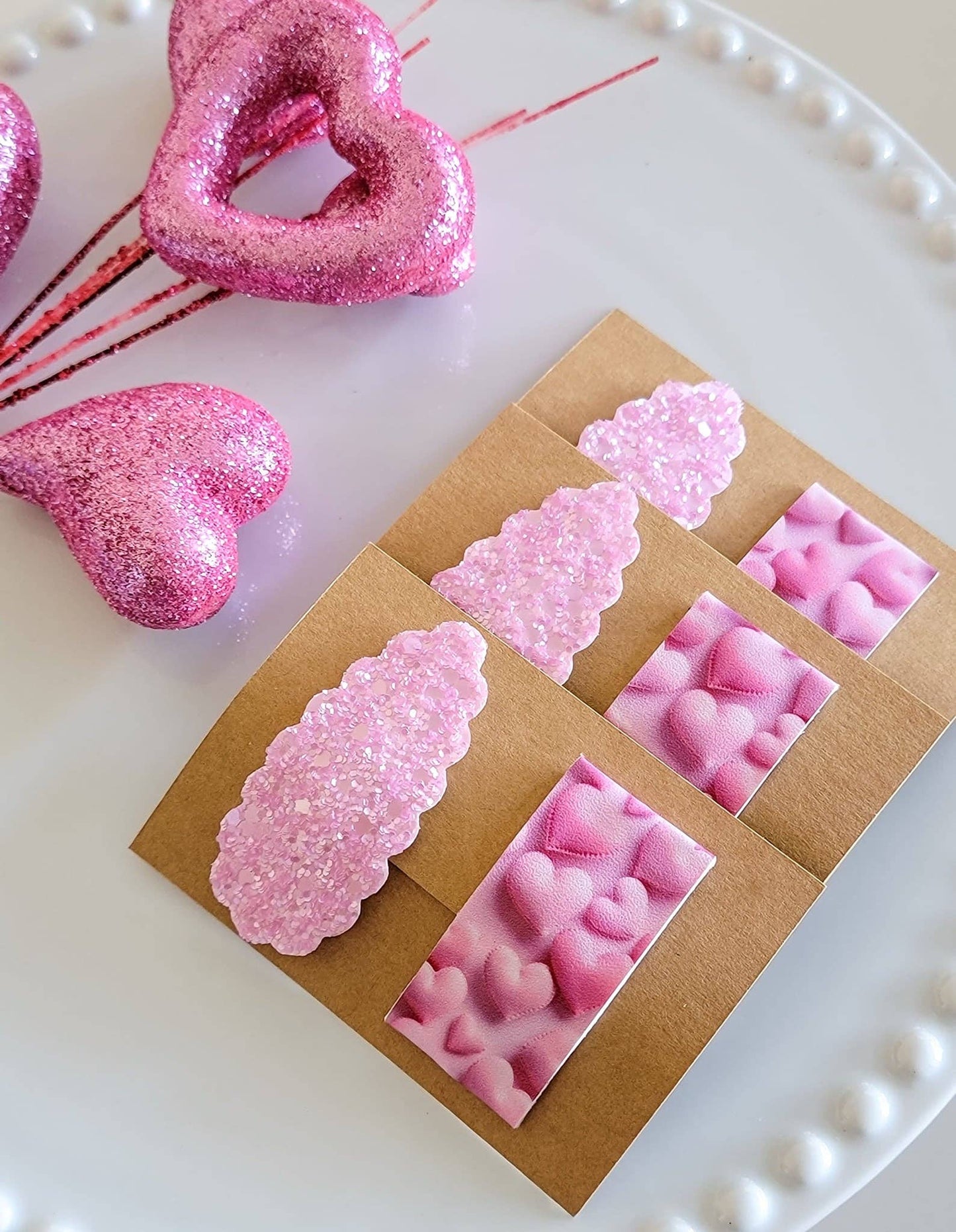 Snap Clip Mix Set-Pink Puffy Hearts