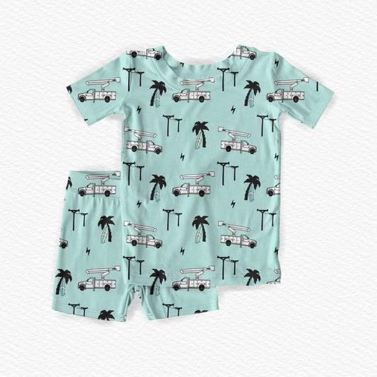 Powerlines & Palm Trees Bamboo Lounge Short Set