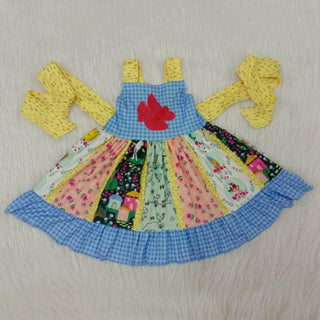 Girl sleeveless panel twirl dresses