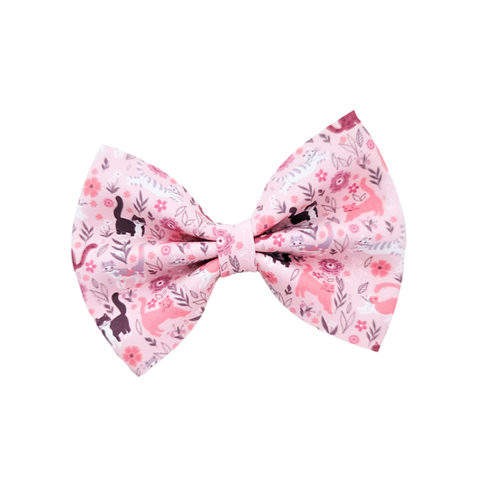 Luna Hair Bow | Vegan Leather Bow | Pink Cats