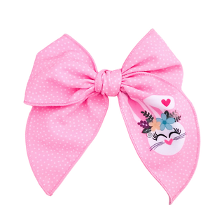 Ava Hair Bow | Hand-Tied Bow | Pink Polka Dot Bunny