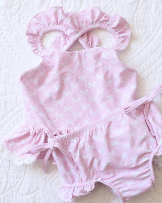 Pink Bonnet Bows 2 Piece Swimsuit