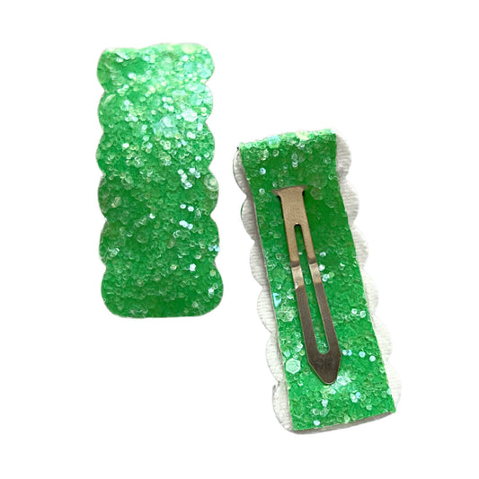 Green Sea Glass Glitter Snap Clip