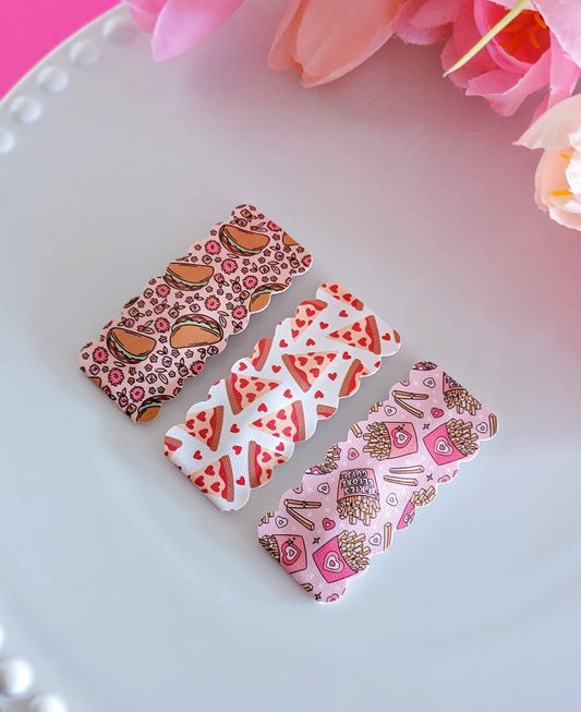 Snacks Are My Love Language 2.5" Rectangle Scallop Snap Clip 3 pk