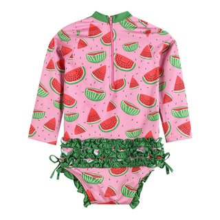 Watermelon Long Sleeve Ruffle Swimsuit - Lil Cactus