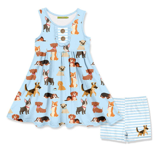 Girl Ice Blue Dog&Bone Sleeveless A-Line Dress