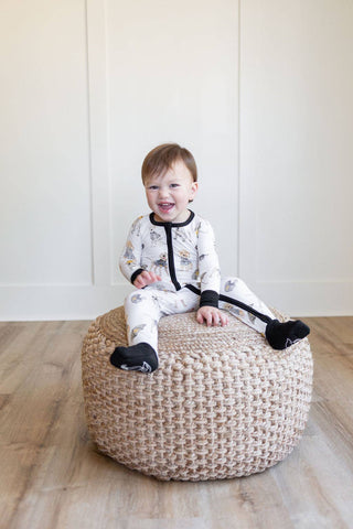 Black & Gold Puppy Football Zipper Romper