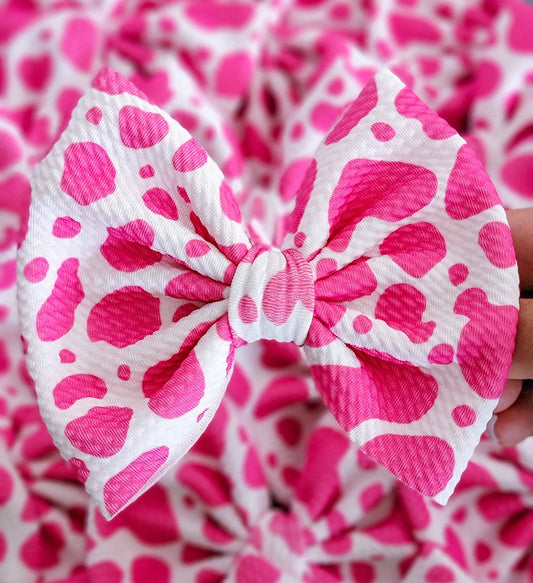 Hot Pink Cow Savannah Bow