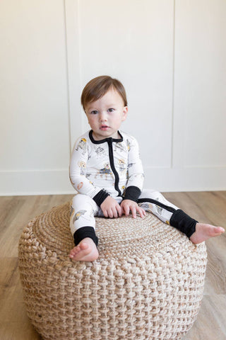 Black & Gold Puppy Football Zipper Romper