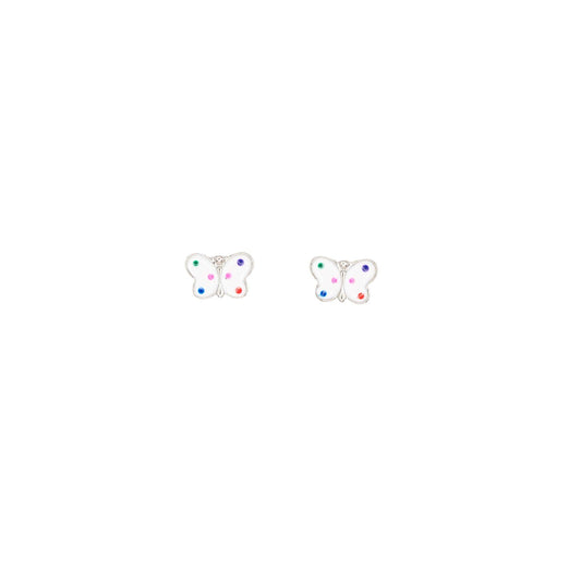 Polka Dot Butterfly Insect Enamel Post Earring