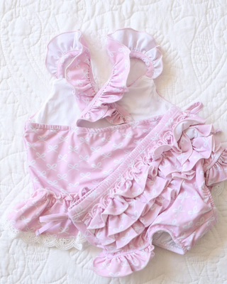 Pink Bonnet Bows 2 Piece Swimsuit