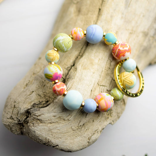 Beach Day Small Bead Keychain