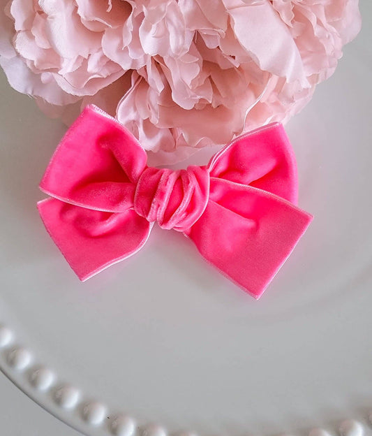 Hot Pink Velvet Chloe Bow