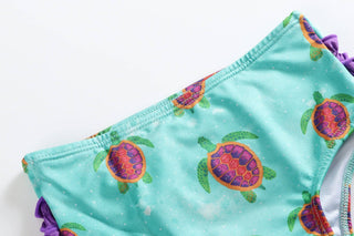 Turquoise Turtle Ruffle Rashguard 2 pc Set - Lil Cactus