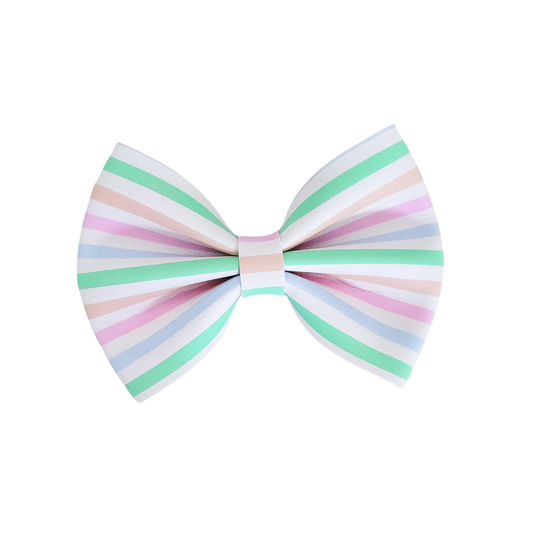 Luna Hair Bow | Vegan Leather Bow | Spring Stripes