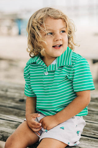 Emerald Green Stripe Polo Shirt