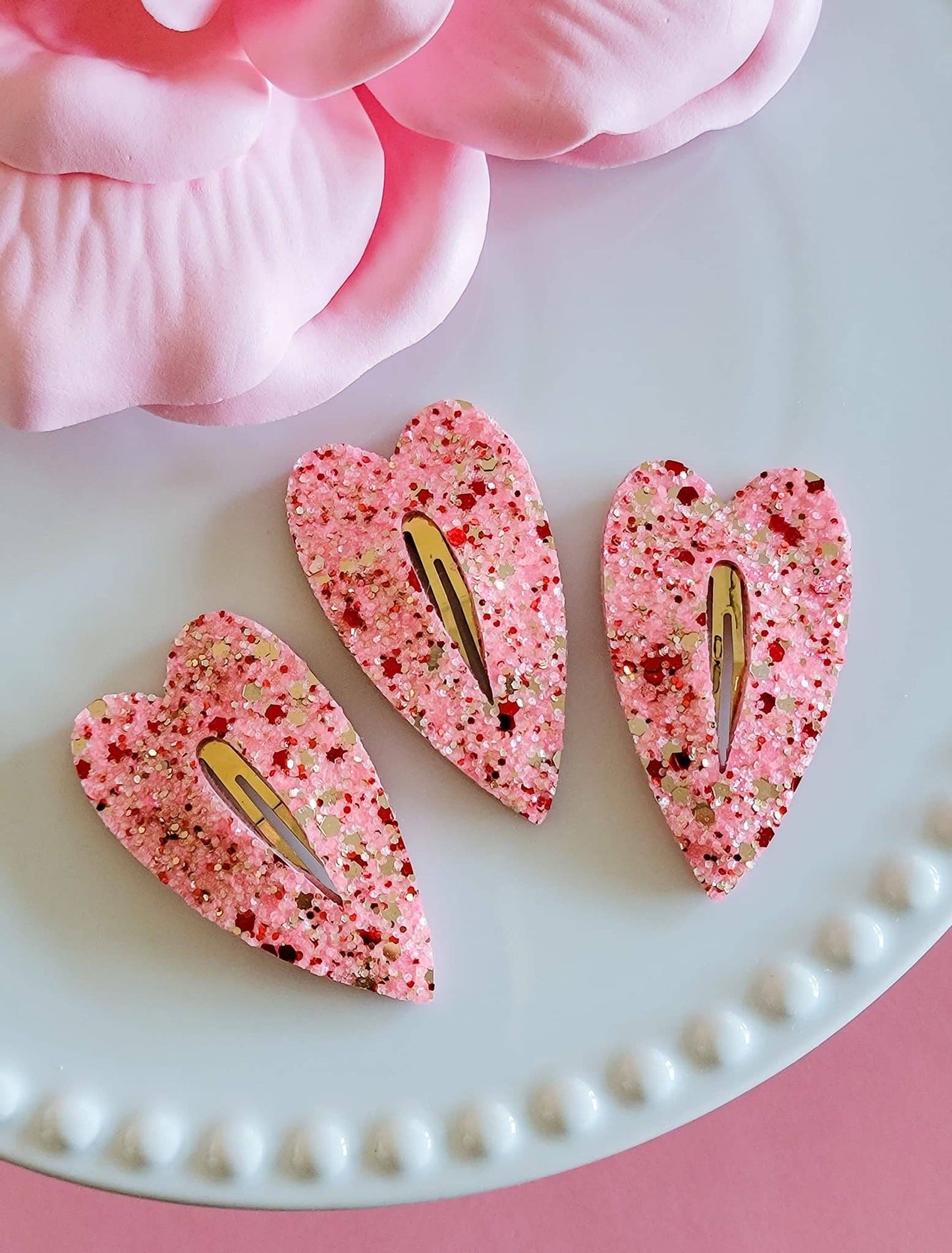 Heart Snap Clip-Sugar Lips Glitter