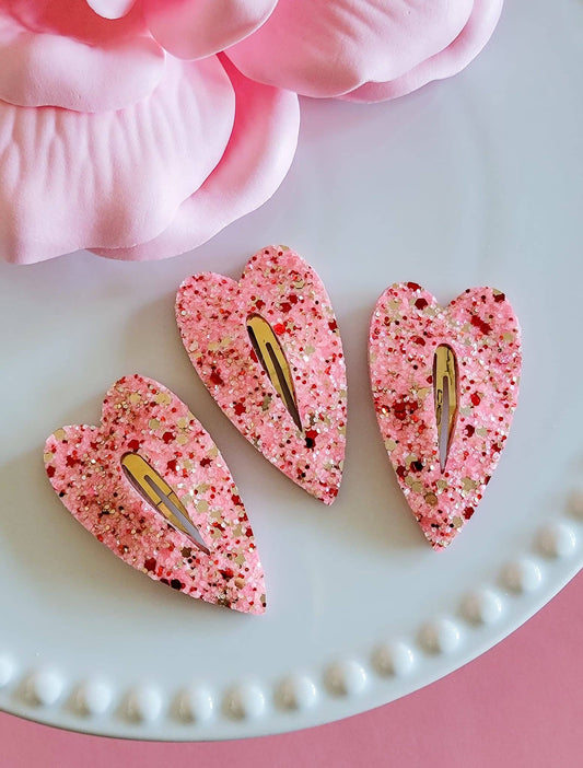 Heart Snap Clip-Sugar Lips Glitter