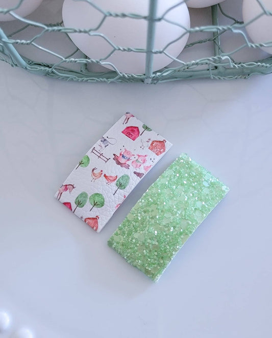 Fun on the Farm 2" Rectangle Snap Clip Pair