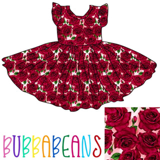 Rose Parade Flutter Sleeve Dress - Bubbabeans