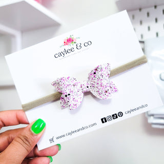 Mini Remi Hair Bow | Newborn Baby Bow | Lilac Sparkle