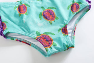 Turquoise Turtle Ruffle Rashguard 2 pc Set - Lil Cactus