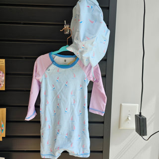 Summer Sails Long Sleeves One Piece Swim With Hat - Charlie's Project