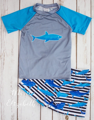 Shark Swim Rashguard & Trunks - Marie Elizabeth